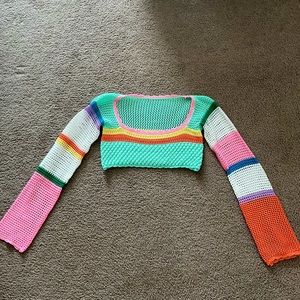 Cropped crochet sweater